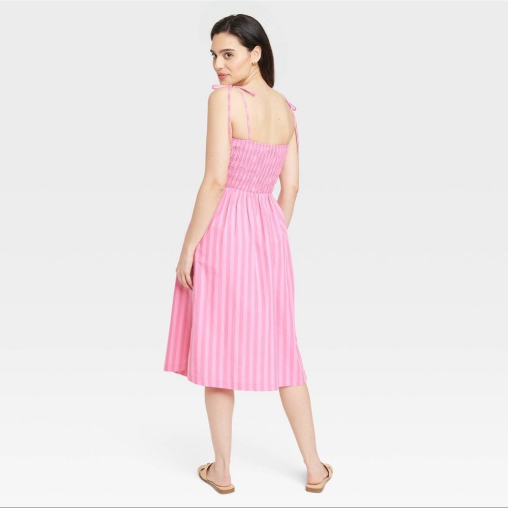 Women's Midi Smoked Sundress - A New Day Pink Striped XL - Picture 5 of 5